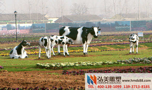 玻璃鋼農(nóng)業(yè)雕塑場景/奶牛雕塑